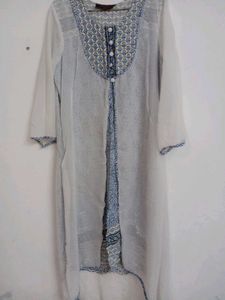 Elegant White Kurtas with Blue Print