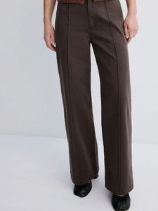 Brown Wide Leg Seam Pants