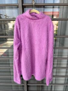 Cozy Purple Fuzzy Turtleneck Sweater