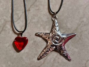 combo y2k star and red heart necklaces ⋆˚꩜｡