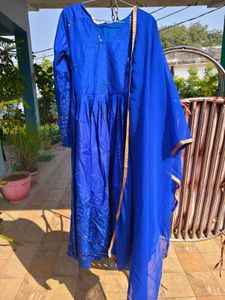 Blue anarkali kurta duppatta set