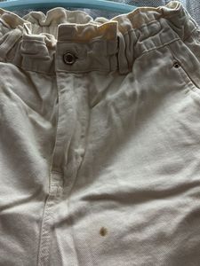 ZARA Cream Paperbag Waist Pants