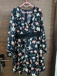 Women's Black Floral Midi Dress
