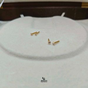 Sparkling Stud Earrings In Real Gold 1Pisce