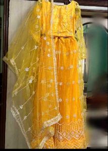 Elegant Yellow Embroidered Lehenga Choli like new