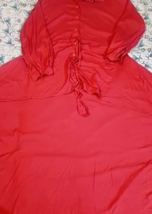 Vibrant Coral High Low Shrug Cum Tunic