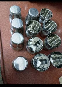 Set of 12  Stainless Steel Glasses with bengls