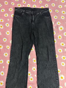 Stylish Washed Black Wide Leg Jeans