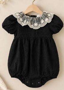 Baby Girls Black Lace Collar Romper
