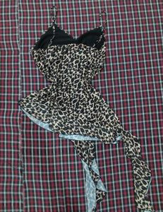 Leopard Print Y2k Asymmetrical Ruffle Top