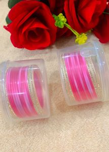 Chic Pink & Gold Bangles Set