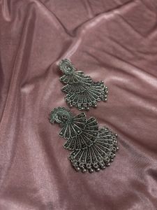Oxidized Silver Peacock Earrings 🦚