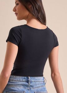 Black Square Neck Tee