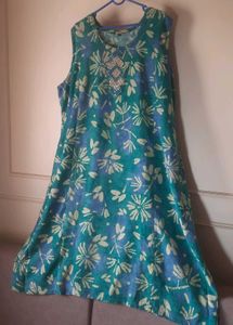 Flowy Leaf Print Real Mirror Work Onepiece