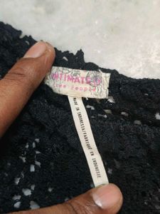 Sheer Crochet Black Top