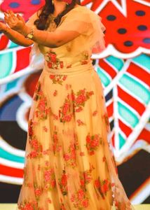 Golden Ethnic Gown With Dupatta