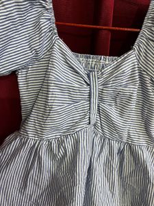 Blue Striped Peplum Top