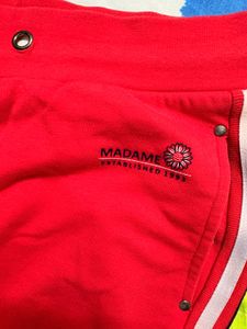 Red Track Pants with Side Stripe
