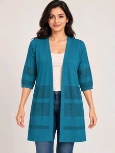 Teal Open Front Cardigan