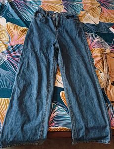 Blue Wide Leg Denim Jeans