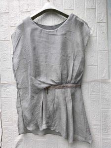 New with tag Korean Elegant Grey Sleeveless Peplum