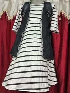 Striped Dress with Denim Shrug