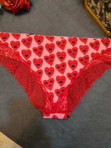 Cute Heart Print Lace Trim Panty✨