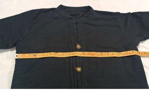 Elegant Black Kurta with Golden Buttons