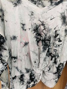 Tie Dye Cold Shoulder Long Sleeve Top for Holi