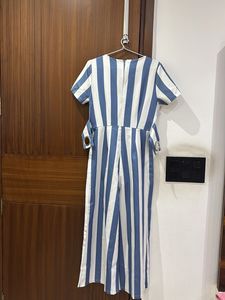 Blue &amp; White Striped Jumpsuit