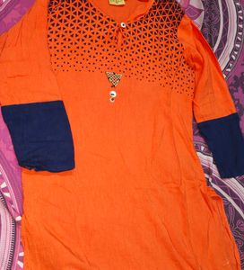Brick Colour Straight Kurta S Size