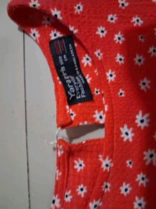 Red Floral Tiered Puff Sleeve Dress