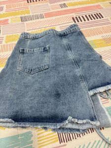 newme Denim Skirt with Tie Detail
