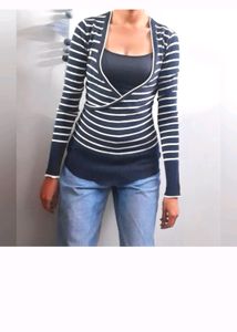 Cross Neck Striped Jumper