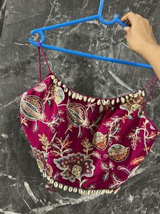 Embroidered Magenta Blouse with Shells