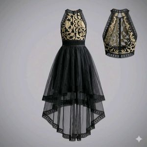 Elegant Black & Gold Lace gown