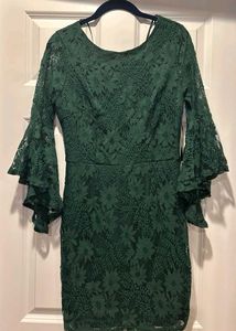 Elegant Lace Bell Sleeve Mini Dress