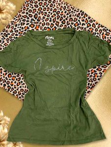 Olive Green "Aspire" Graphic T-Shirt