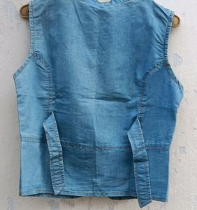 Blue Sleeveless Jacket