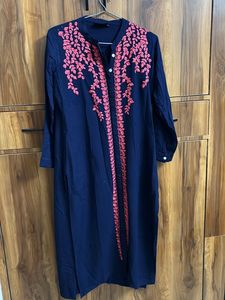 Navy Blue Embroidered Kurta