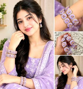 Sparkling Purple & Pearl Bangles