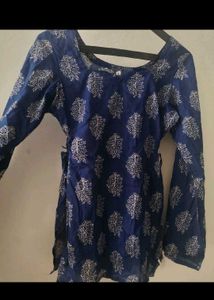 Blue Ethnic Print Kurta Top