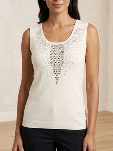 White rhinestoned tank top
