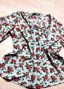 Floral Tunic with Tassel Tie