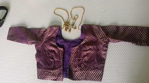 Purple Brocade Silk Blouse for casual wear