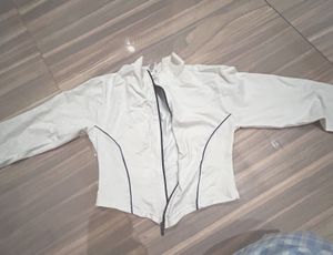 White Zip-Up Athletic Jacket