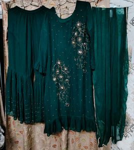Elegant Teal Embroidered Kurta Set