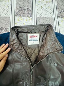 Roadster Men's Denim &amp; Brown Leather Jacket