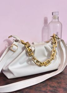 Chic Ruched White Shoulder Bag