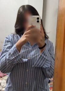 Blue Striped Button-Up Top